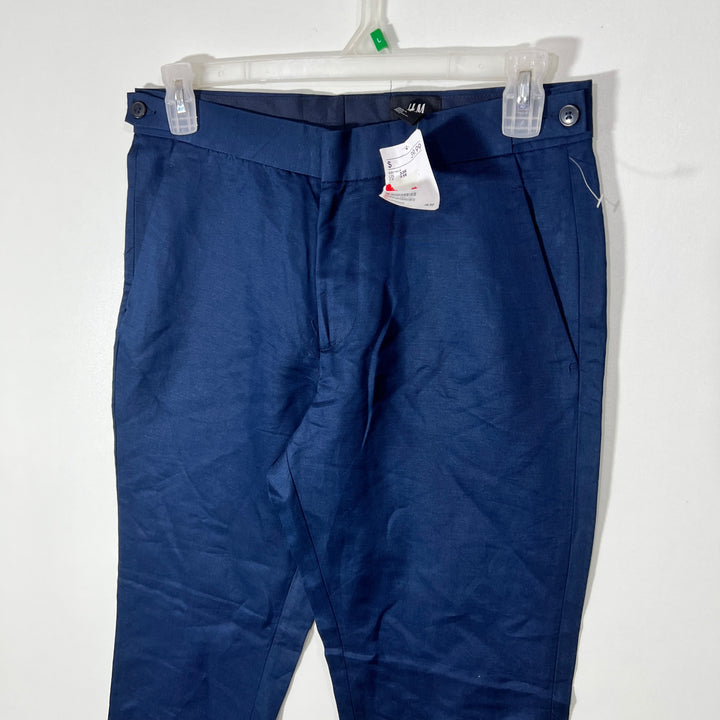 H&M SLIM FIT LINEN COTTON PANT BRAND NEW BLUE COLOUR