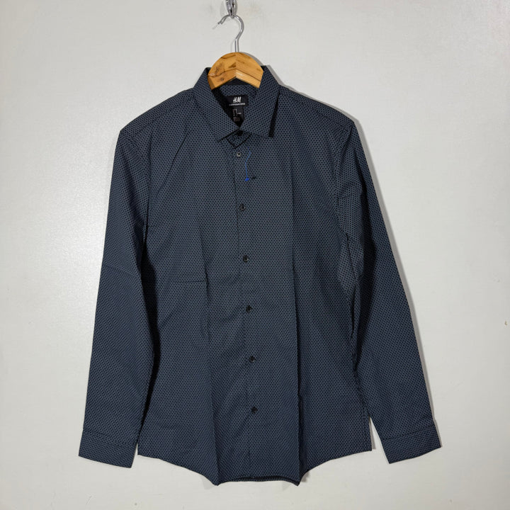 H&M SLIM FIT PRINTED COTTON SHIRT