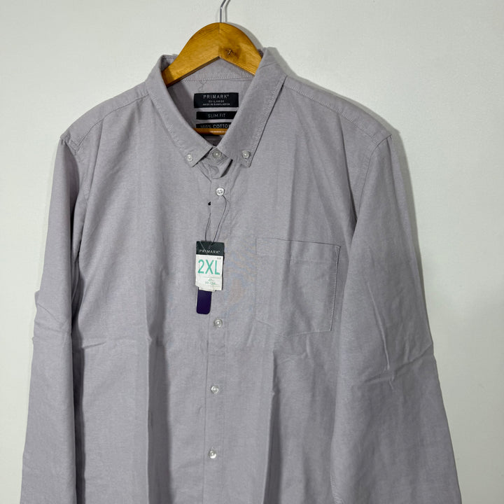 PRIMARK BUTTON DOWN OXFORD COTTON SHIRT BRAND NEW GREY COLOUR