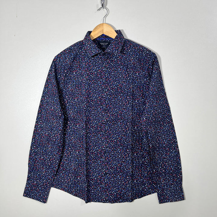 DENIM & FLOWER PRINTED SHIRT WITH STRETCH
