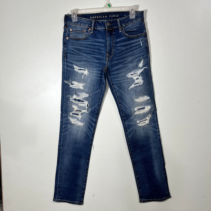 AMERICAN EAGLE SLIM FIT NEXT LEVEL AIRFLEX RIPPED JEANS WITH STRETCH