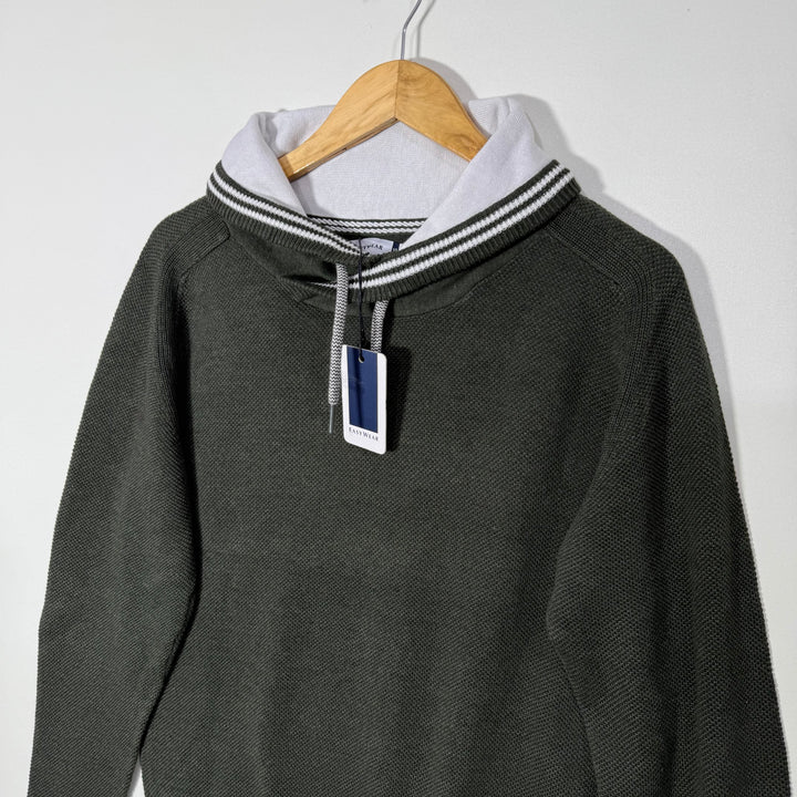 EASY WEAR SHAWL COLLAR KNITED COTTON ACRYLIC SWEATER BRAND NEW GREEN COLOUR