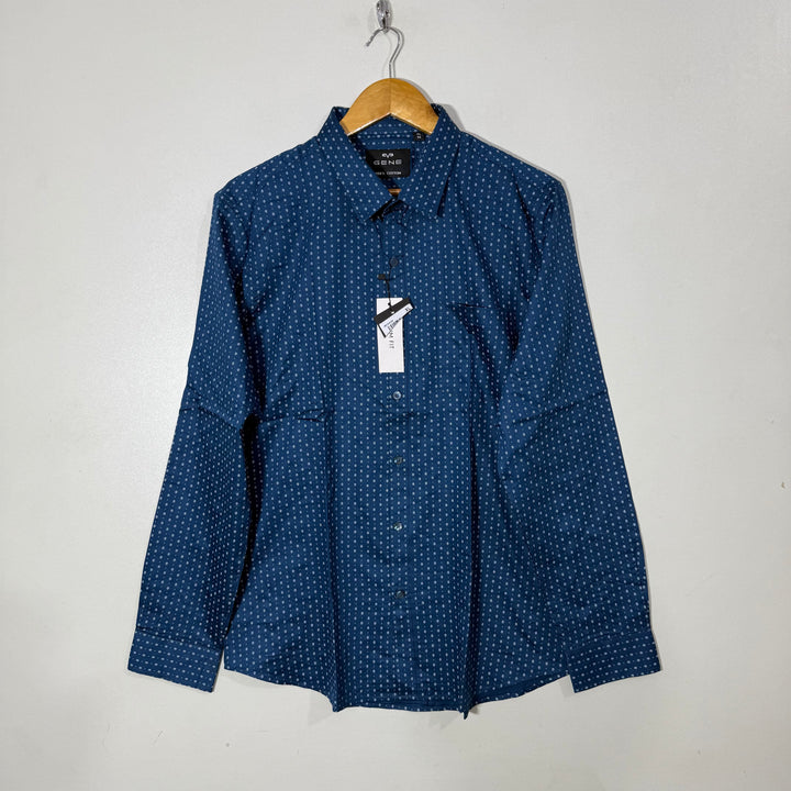 GENE PRINTED COTTON SHIRT BRAND NEW BLUE COLOUR