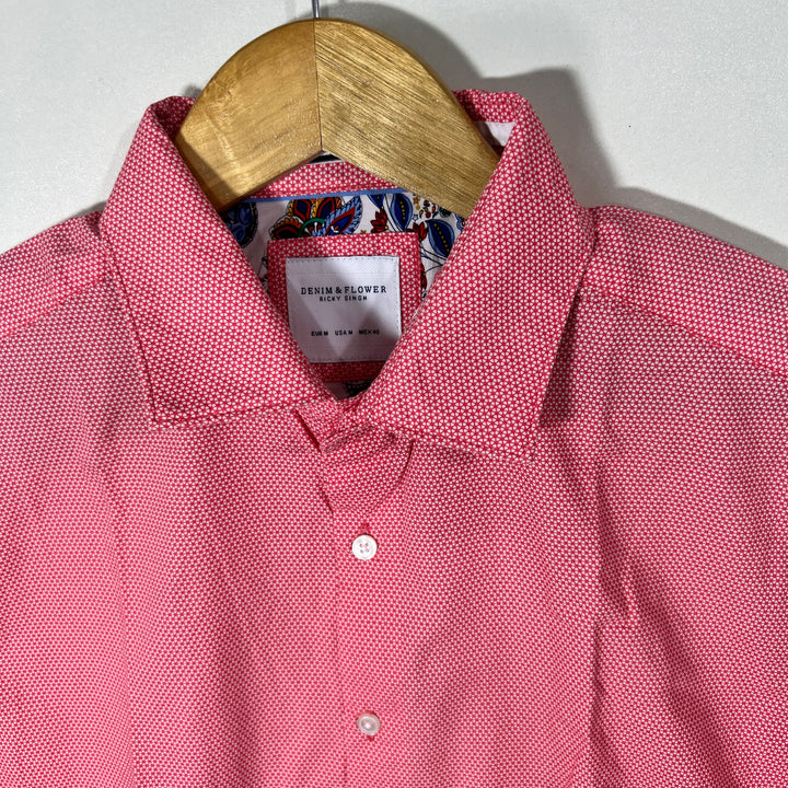 DENIM & FLOWER HALF SLEEVES SHIRT