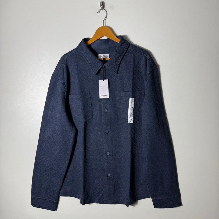 GOOD FELLOW &CO DOUBLE POCKETS KNIT QUILTED BUTTON UP  SHIRT BRAND NEW BLUE COLOUR