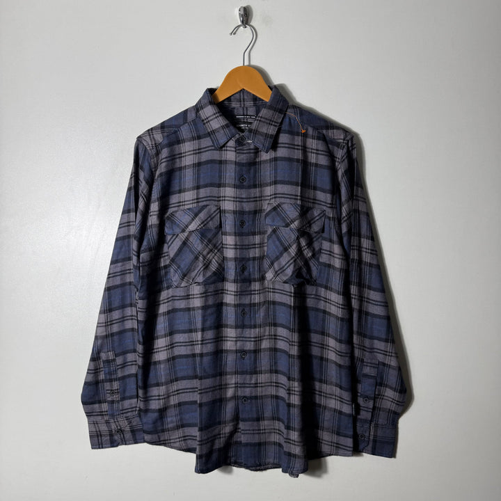 KENNETH COLE SLIM FIT DOUBLE POCKETS FLANNEL COTTON CHECKERED SHIRT