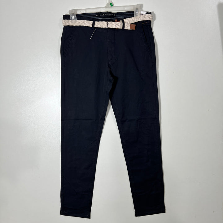 DENIM & FLOWER SLIM FIT COTTON CHINO PANT BRAND NEW WITH STRETCH BLACK COLOUR