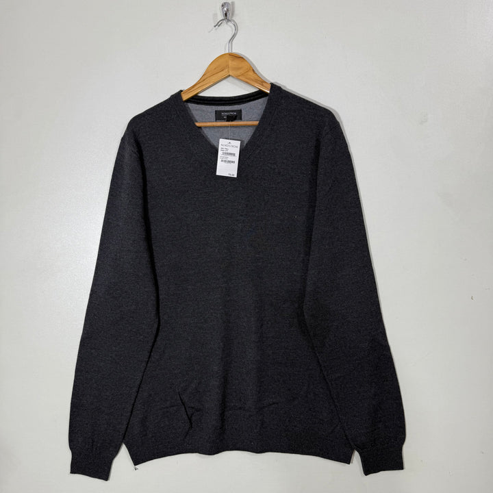 NORDSTORM V NECK EXTRA FINE MERINO WOOL SWEATER BRAND NEW