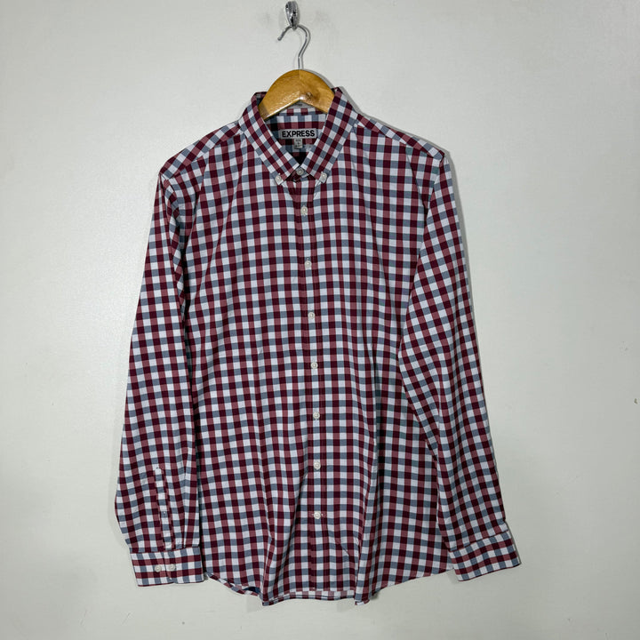 EXPRESS BUTTON DOWN PERFORMANCE CHECKERED SHIRT WITH STRETCH