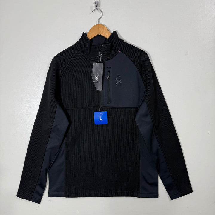 SPYDER KNITWEAR HALF ZIP FLEECE PULLOVER BRAND NEW BLACK COLOUR