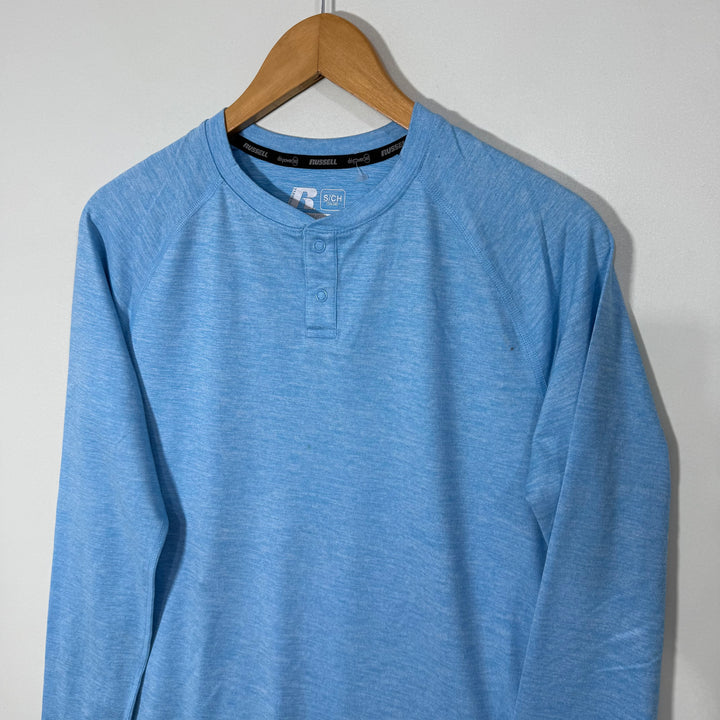 RUSSELL DRI POWER TRAINING FIT HENLEY LONG SLEEVES SPORT TSHIRT