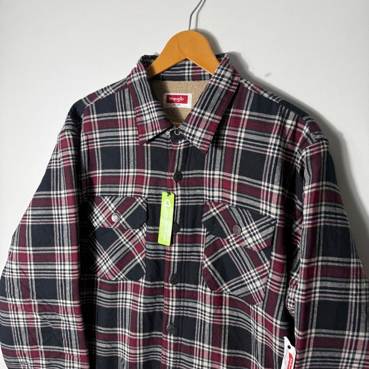 WRANGLER DOUBLE POCKETS EXTREME WARM FLANNEL CHECKERED SHIRT BRAND NEW INNER FLEECE