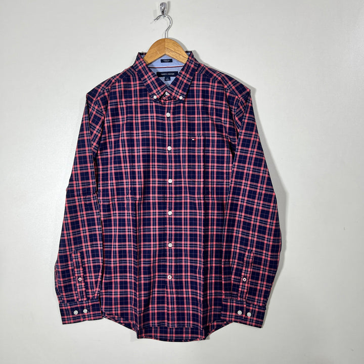 TOMMY HILFIGER BUTTON DOWN CASUAL COTTON SHIRT WITH STRETCH