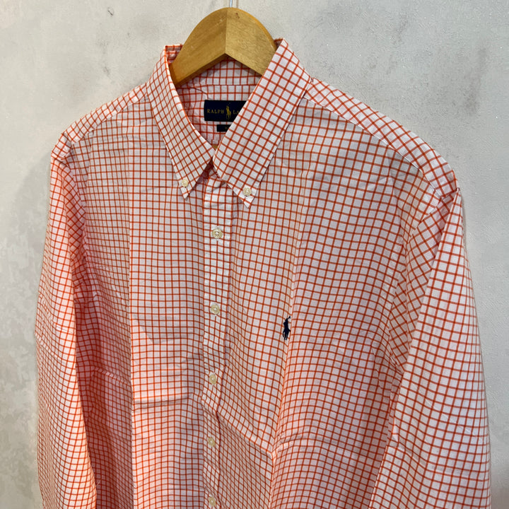 RALPH LAUREN POLO SLIM FIT BUTTON DOWN CHECKERED CASUAL COTTON SHIRT