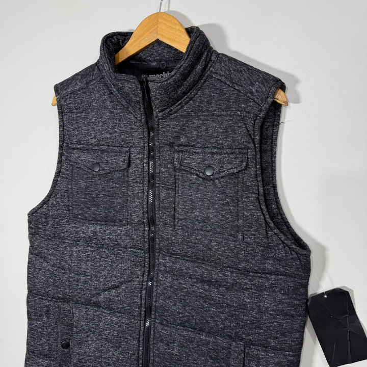 MACHINE PUSH THE LIMIT SLEEVES LESS PUFFER JACKET BRAND NEW CHARCOAL GREY