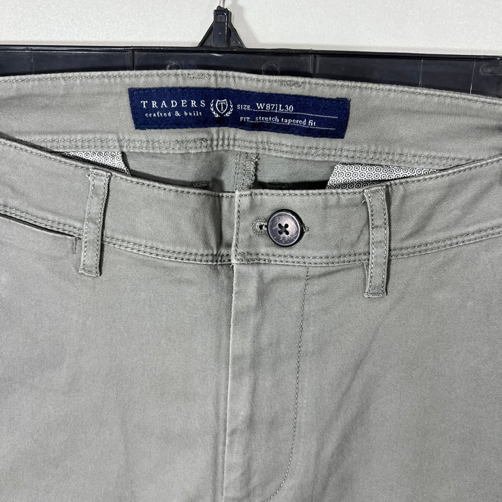TRADERS TAPERED FIT COTTON CHINO PANT WITH STRETCH