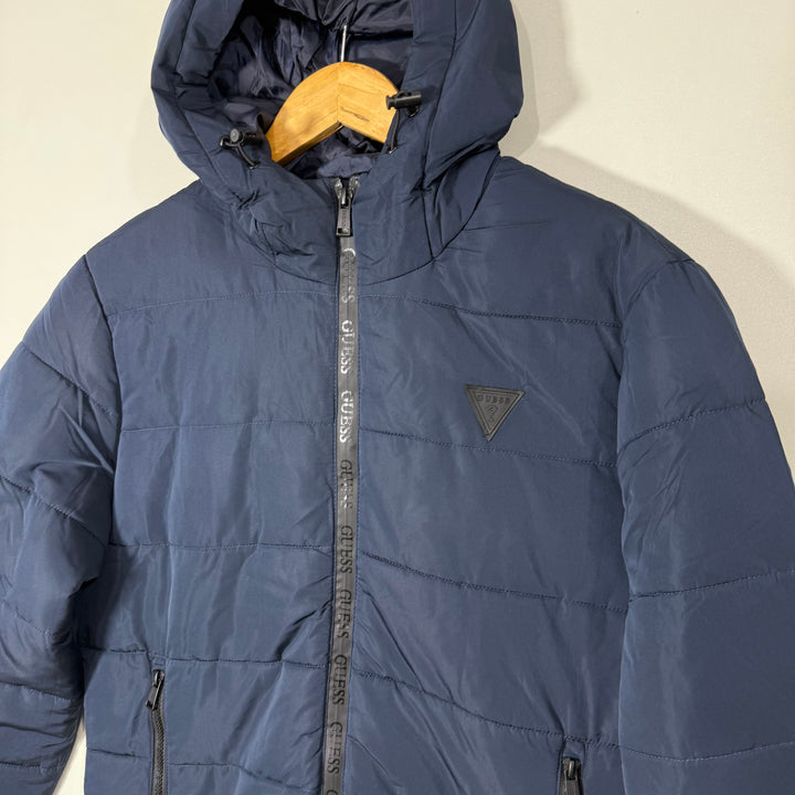GUESS PUFFER JACKET WITH HOOD BLUE COLOUR