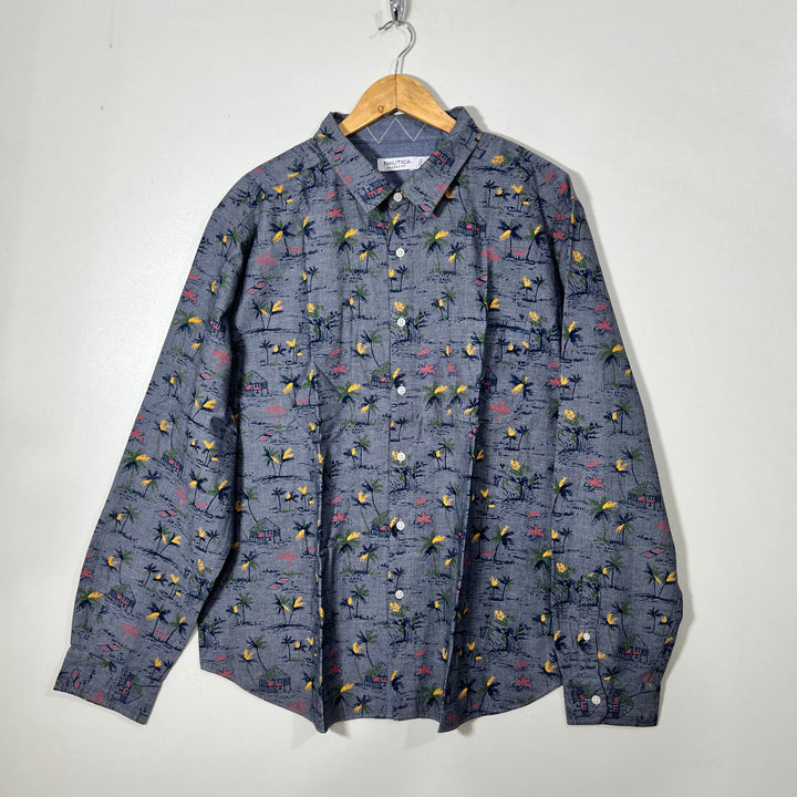 NAUTICA CLASSIC FIT PRINTED CASUAL COTTON SHIRT