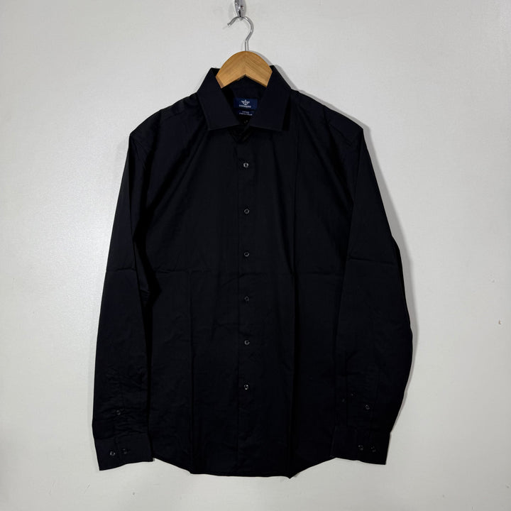 DOCKERS FITTED STRETCH COLLAR FORMAL SHIRT  BLACK COLOUR
