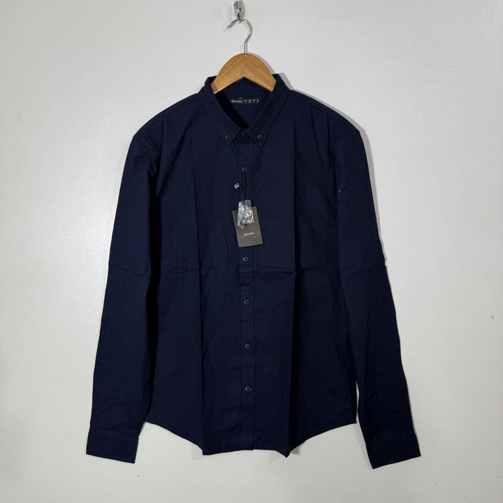 BERSHKA BUTTON DOWN CASUAL COTTON SHIRT BRAND NEW BLUE COLOUR