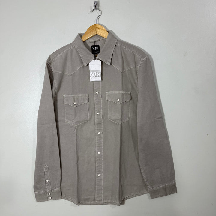 ZARA DOUBLE POCKETS TECH BUTTON DENIM SHIRT BRAND NEW