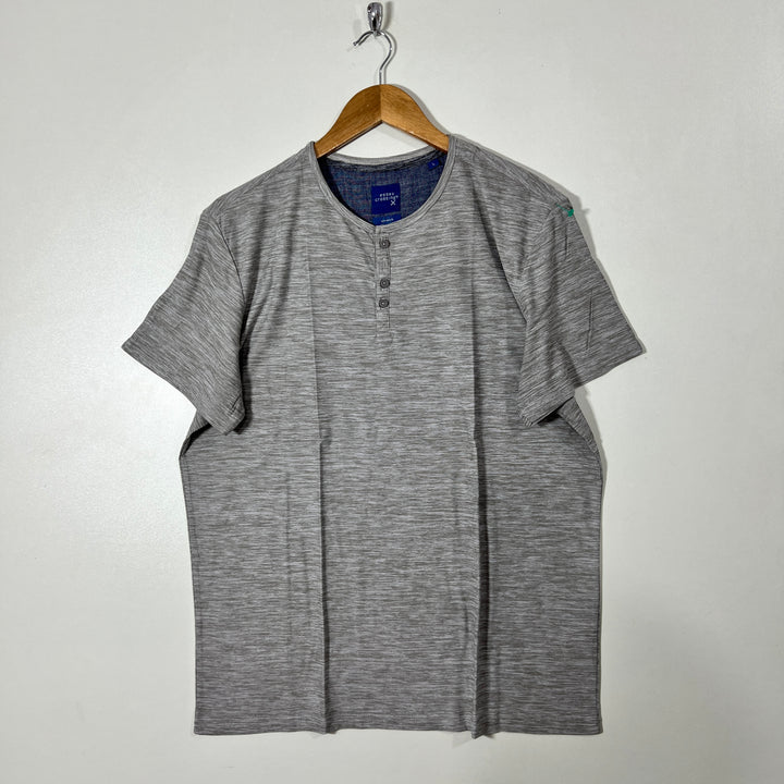 ESSEX CROSING HENLEY COLLAR COTTON TSHIRT