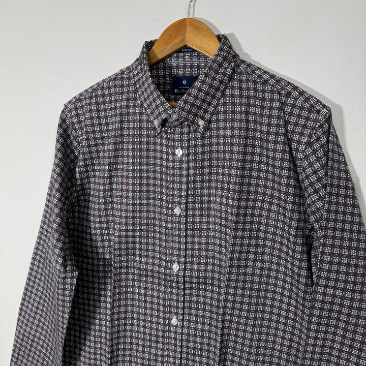 BEN SHERMAN BUTTON DOWN PRINTED CASUAL COTTON SHIRT WITH STRETCH