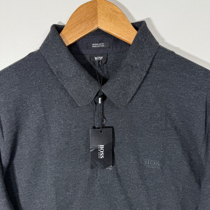 HUGO BOSS LONG SLEEVES COTTON POLO TSHIRT BRAND NEW