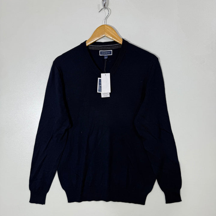 CLUB ROOM V NECK EASY CARE BREATHABLE MERINO WOOL SWEATER BRAND NEW BLUE COLOUR