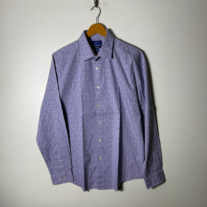 APT.9 SLIM FIT PRINTED COTTON SHIRT WITH STRETCH