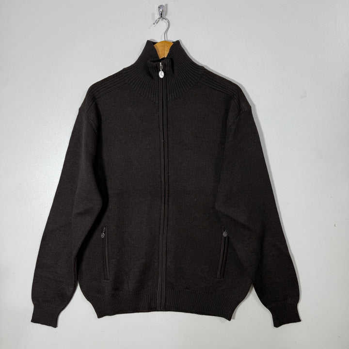 BANDE ORIGINALE ACRYLIC MERINO WOOL FULL ZIP KNITED COTTON SWEATER