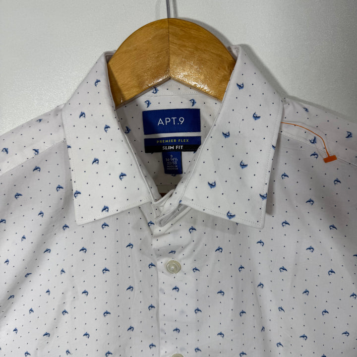 APT.9 SLIM FIT PRINTED COTTON SHIRT