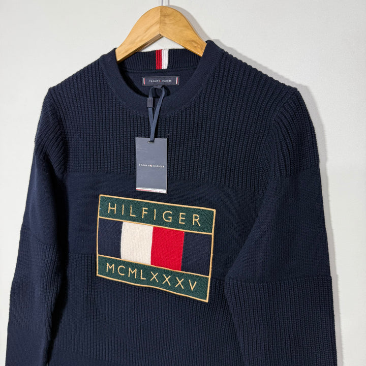 TOMMY HILFIGER KNITED COTTON SWEATER BRAND NEW BLUE COLOUR