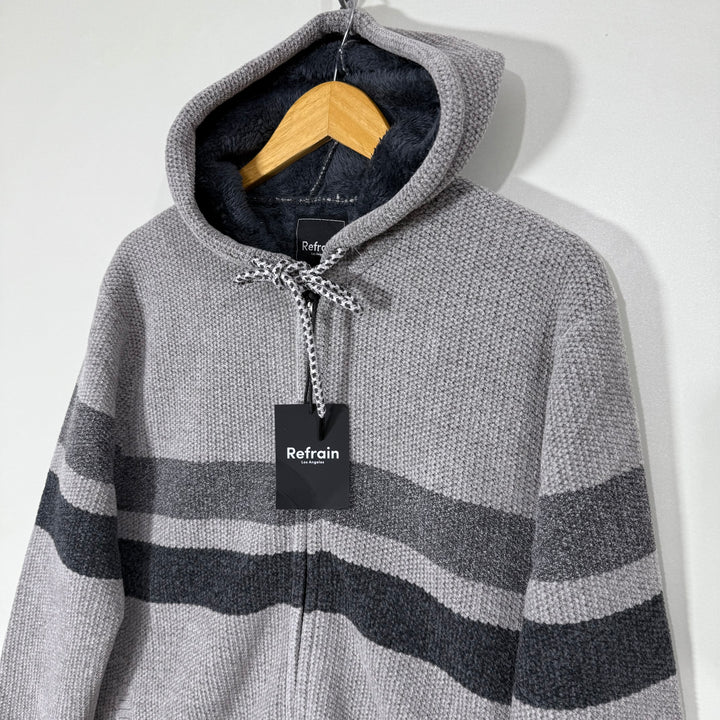 REFRAIN KNITWEAR FULL ZIP SWEATER BRAND NEW INNER SHERPA