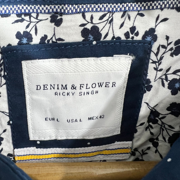 DENIM & FLOWER BUTTON DOWN HALF SLEEVES SHIRT BRAND NEW