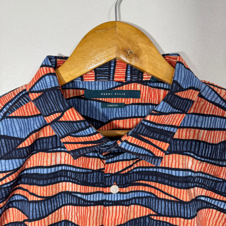 PERRY ELLIS HALF SLEEVES COTTON SHIRT WITH STRETCH