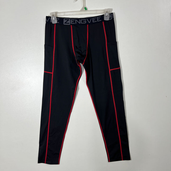 ZENGVEE THREE QUARTER SPORT COMPRESSION TIGHT INNER FLEECE