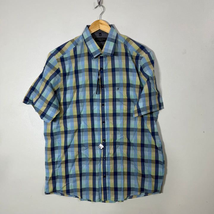 CASA MODA HALF SLEEVES CHECKERED COTTON SHIRT BRAND NEW