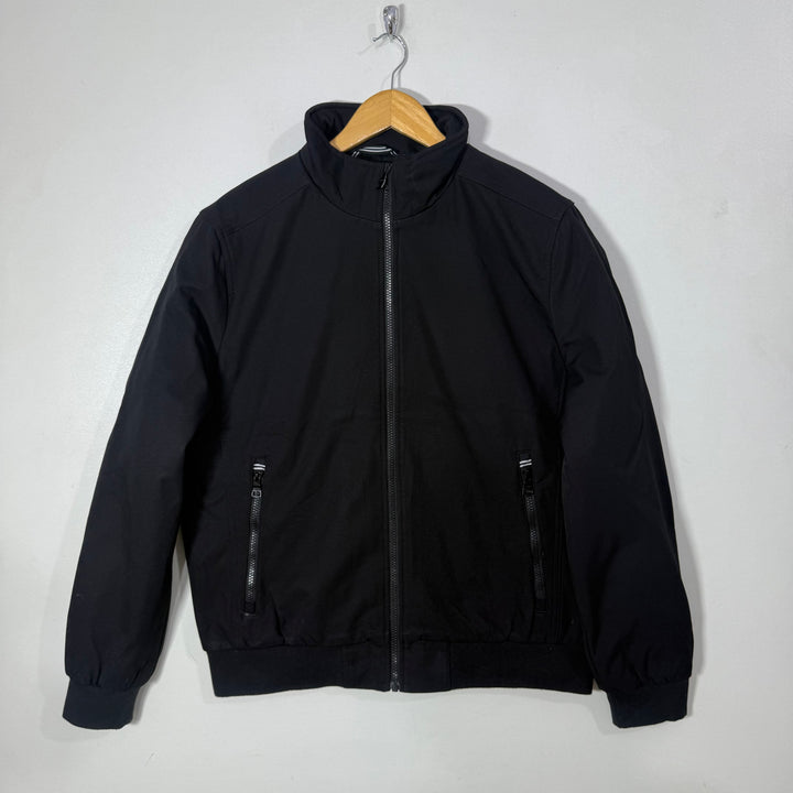 NAUTICA WATER RESISTANT ACTIVE STRETCH WIND RESISTANT SOFT SHELL WINDBREAKER JACKET INNER FLEECE BLACK COLOUR