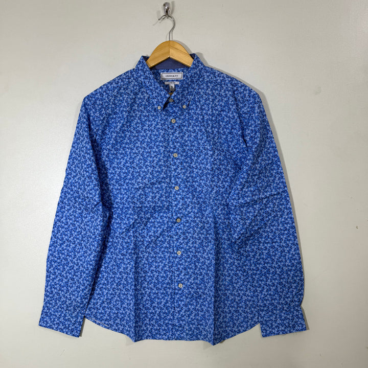CROWN & IVY BUTTON DOWN CASUAL COTTON SHIRT WITH STRETCH