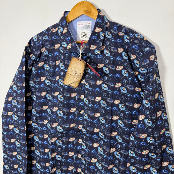 FISH NAMED FRED PRINTED COTTON SHIRT BRAND NEW WITH STRETCH