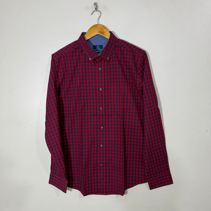 GEORGE BUTTON DOWN COTTON CHECKERED SHIRT