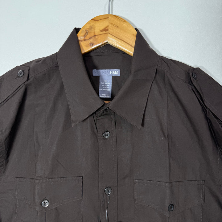 H&M DOUBLE POCKETS COTTON SHIRT BRAND NEW BROWN COLOUR