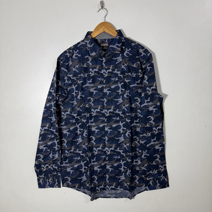 MICHAEL KORS TAILORED FIT  CAMOUFLAGE COTTON SHIRT