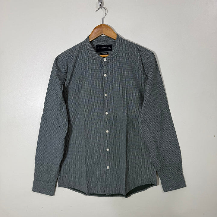 ABERCROMBIE & FITCH SLIM FIT BEN COLLAR COTTON SHIRT WITH STRETCH