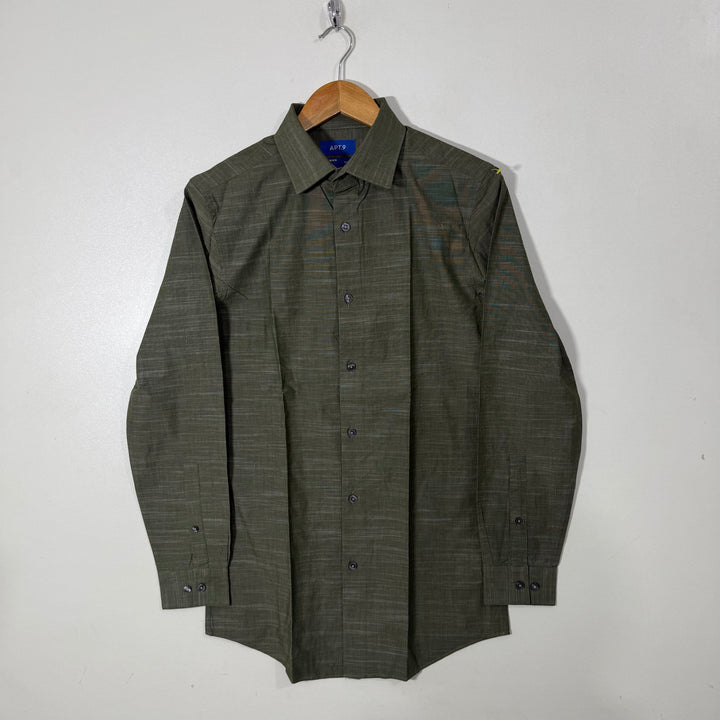APT.9 SLIM FIT COTTON SHIRT GREEN COLOUR WITH STRETCH