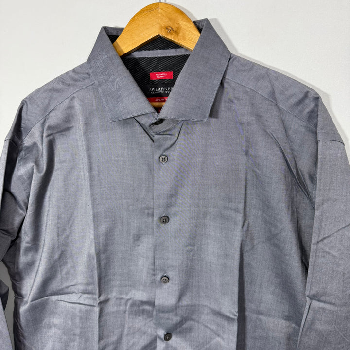 KENNETH COLE SLIM FIT NON IRON COTTON FORMAL SHIRT GREY COLOUR