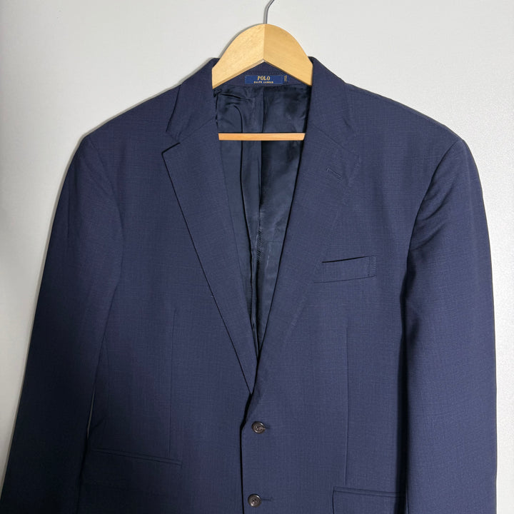 RALPH LAUREN POLO CUSTOM FIT WOOL CHECKERED BLAZER COAT BLUE COLOUR
