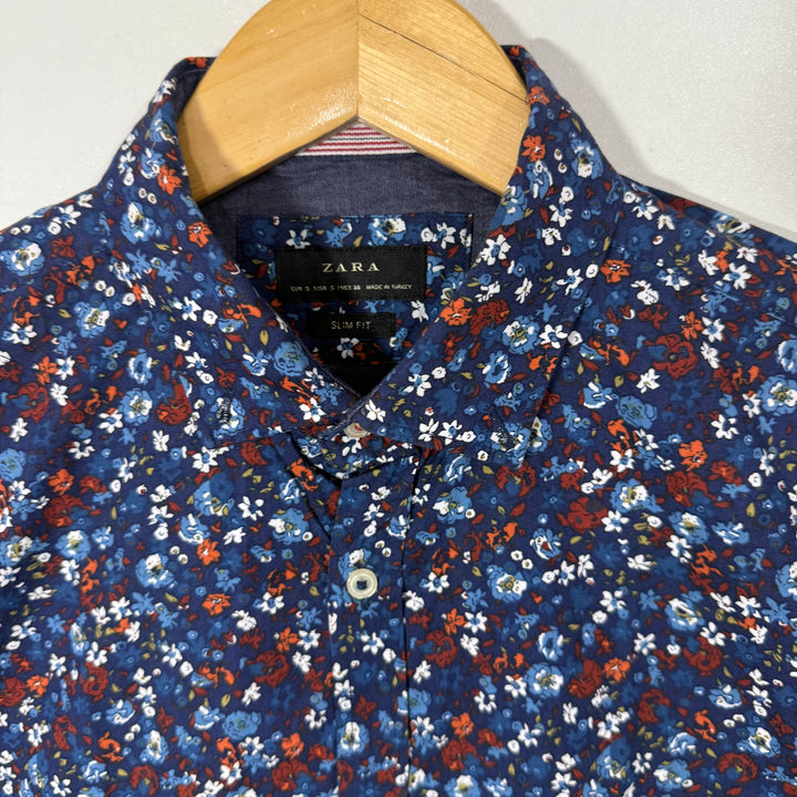 ZARA BUTTON DOWN SLIM FIT PRINTED SHIRT