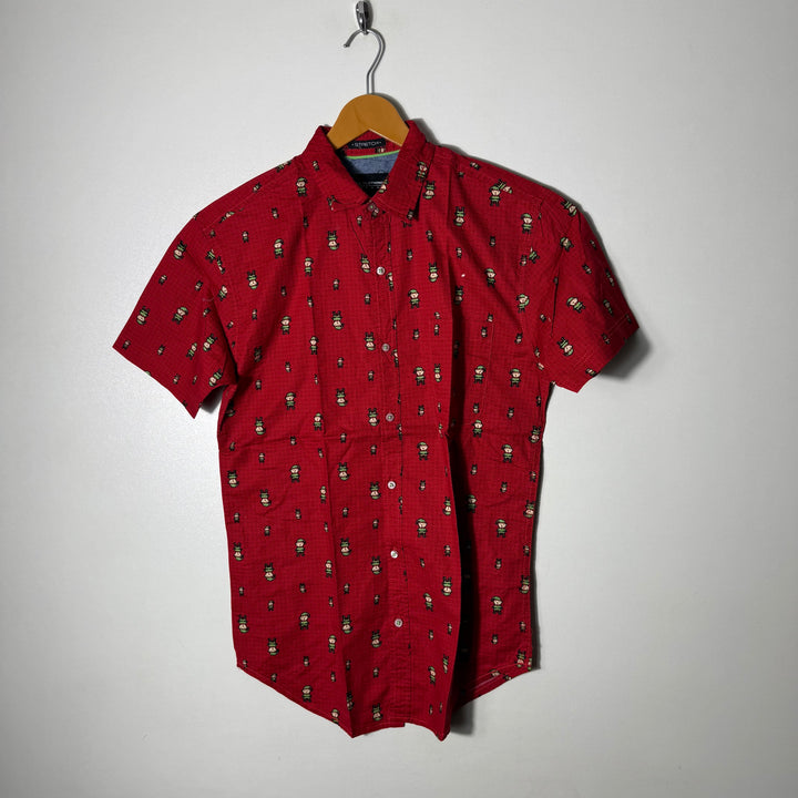 DRILL CLOTHING HALF SLEEVES COTTON SHIRT WITH STRETCH